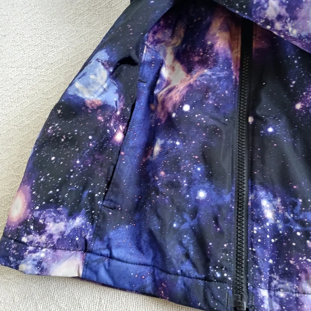 lands end ♡ galaxy full zip jacket kids medium 10 12 space whimsy